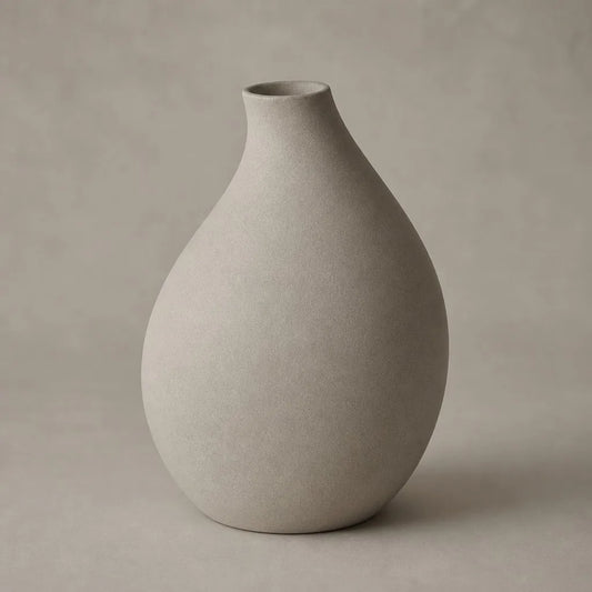 Beige Grey Matte Ceramic Vase - Main View