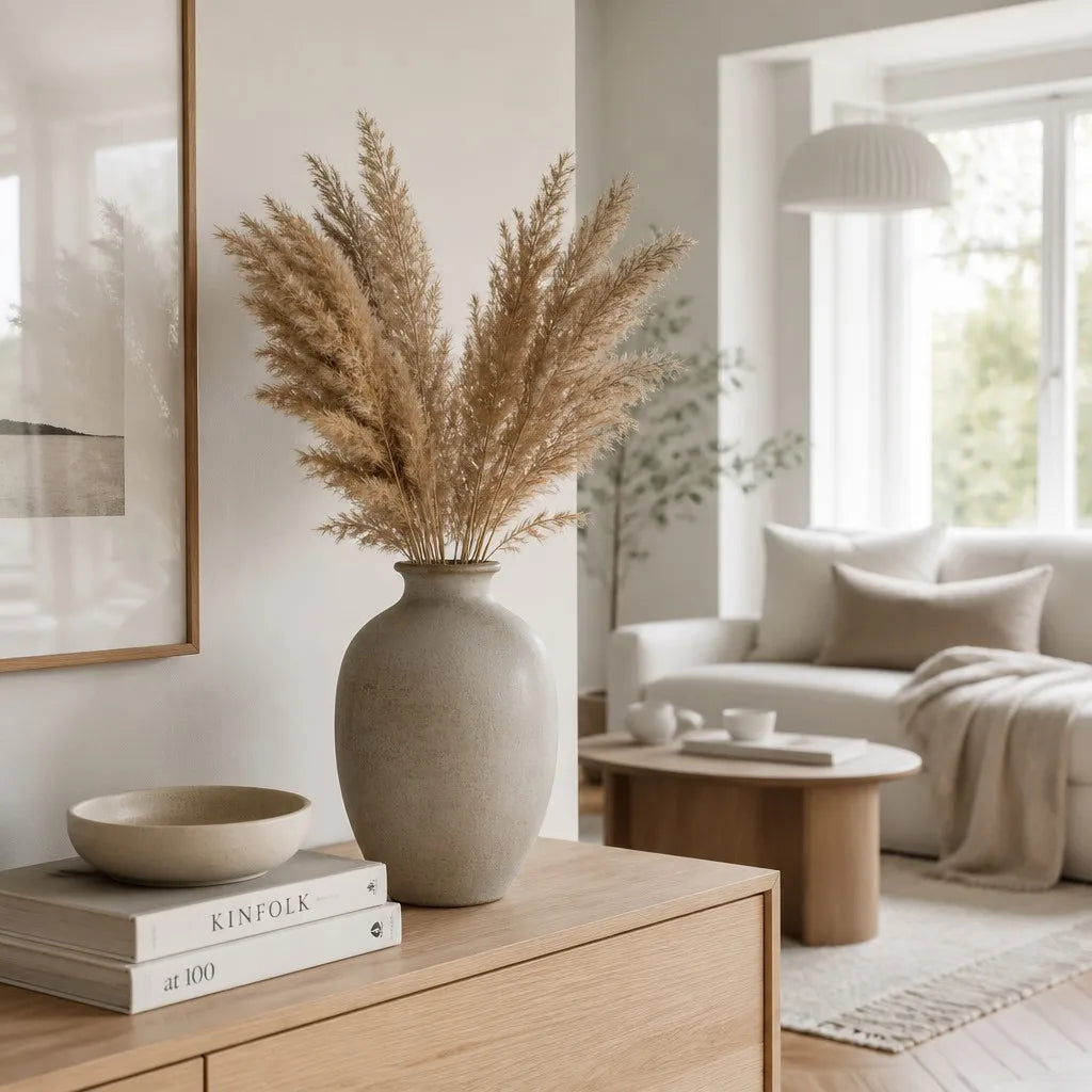 Beige Grey Matte Ceramic Vase - View 3